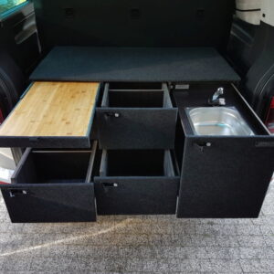 Camper storage system for Volkswagen Multivan T5 and T6