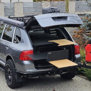 Expedition camping box designed for Porsche Cayenne S