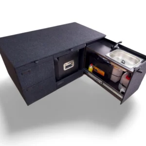 Camper storage system with fridge space for Volkswagen Multivan T5 and T6