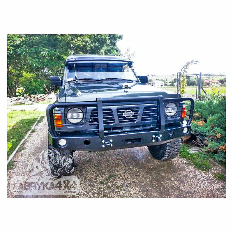 Bull bar for bumper Nissan Patrol Y60, with lights