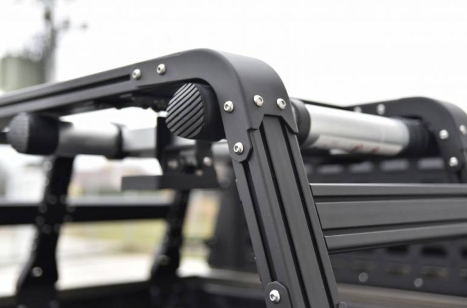 Ladder holder + 2.6 m telescopic ladder for bed rack Toyota Hilux Revo 2020-
