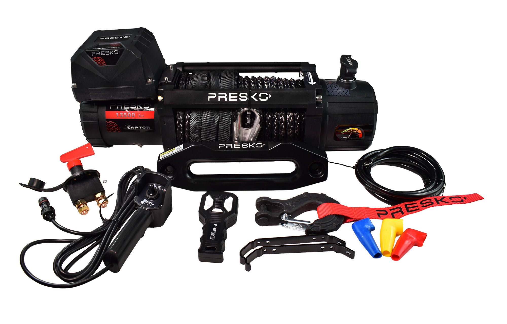 Presko RAPTOR 13.5 S electric winch 24V 13500 lbs with synthetic rope
