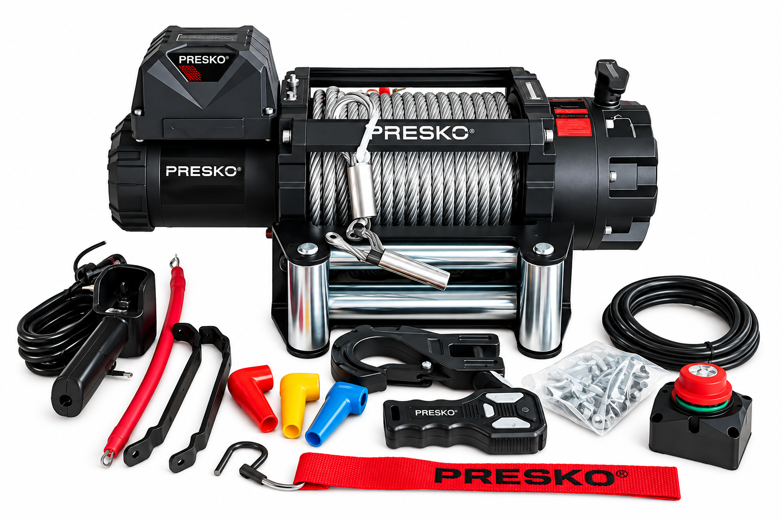 Presko MAMMOTH H20.0 hydraulic winch 20000 lbs with steel cable