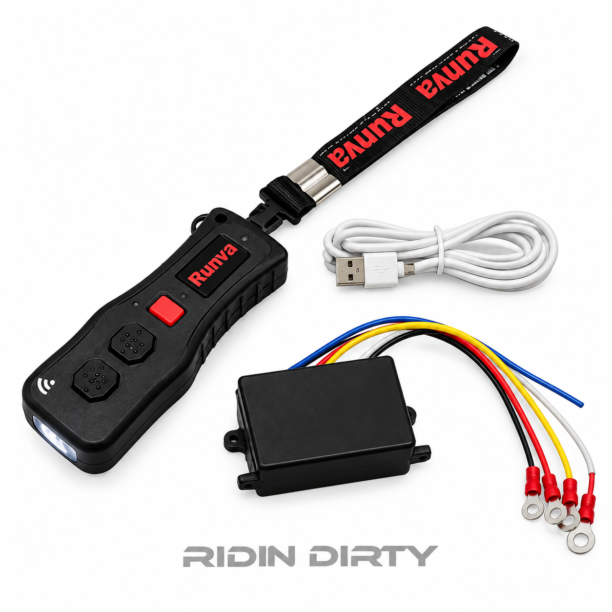 Wireless winch remote 12V/24V rechargeable with light