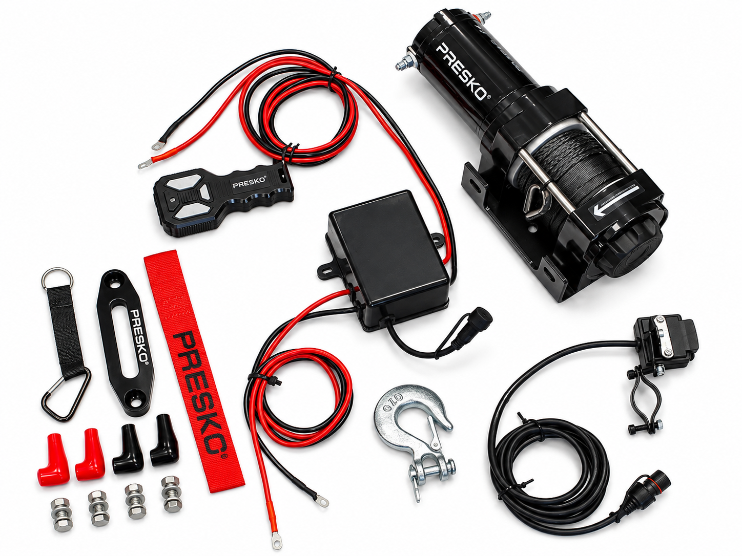 Presko T-REX 3.0 S electric winch 12V 3000 lbs with synthetic rope