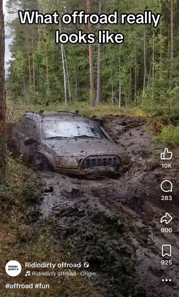 Jeep stuck deep in mud