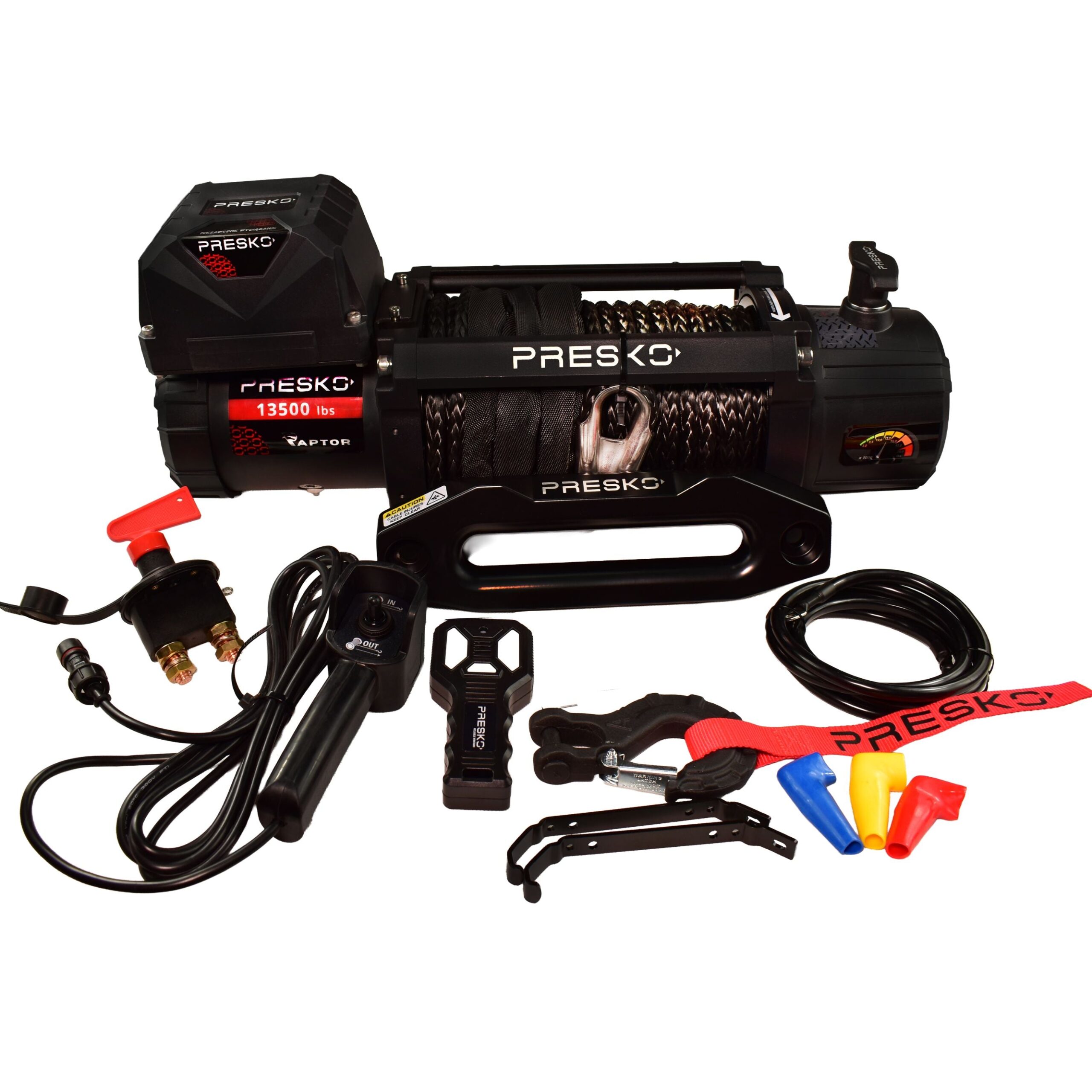 Presko RAPTOR 13.5 S electric winch 24V 13500 lbs with synthetic rope