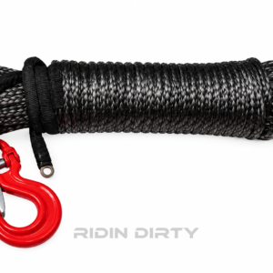 Presko synthetic winch rope 14 mm x 25 m with hook, gray